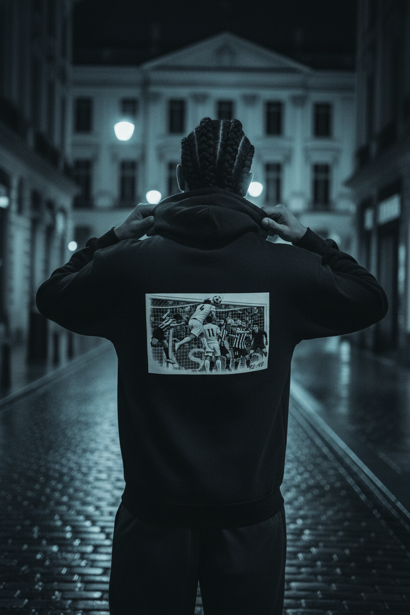 Modelo Hoodie Negro — Vista Trasera